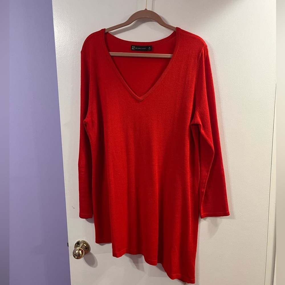 NY & company asymmetrical red tunic. XL. EUC.